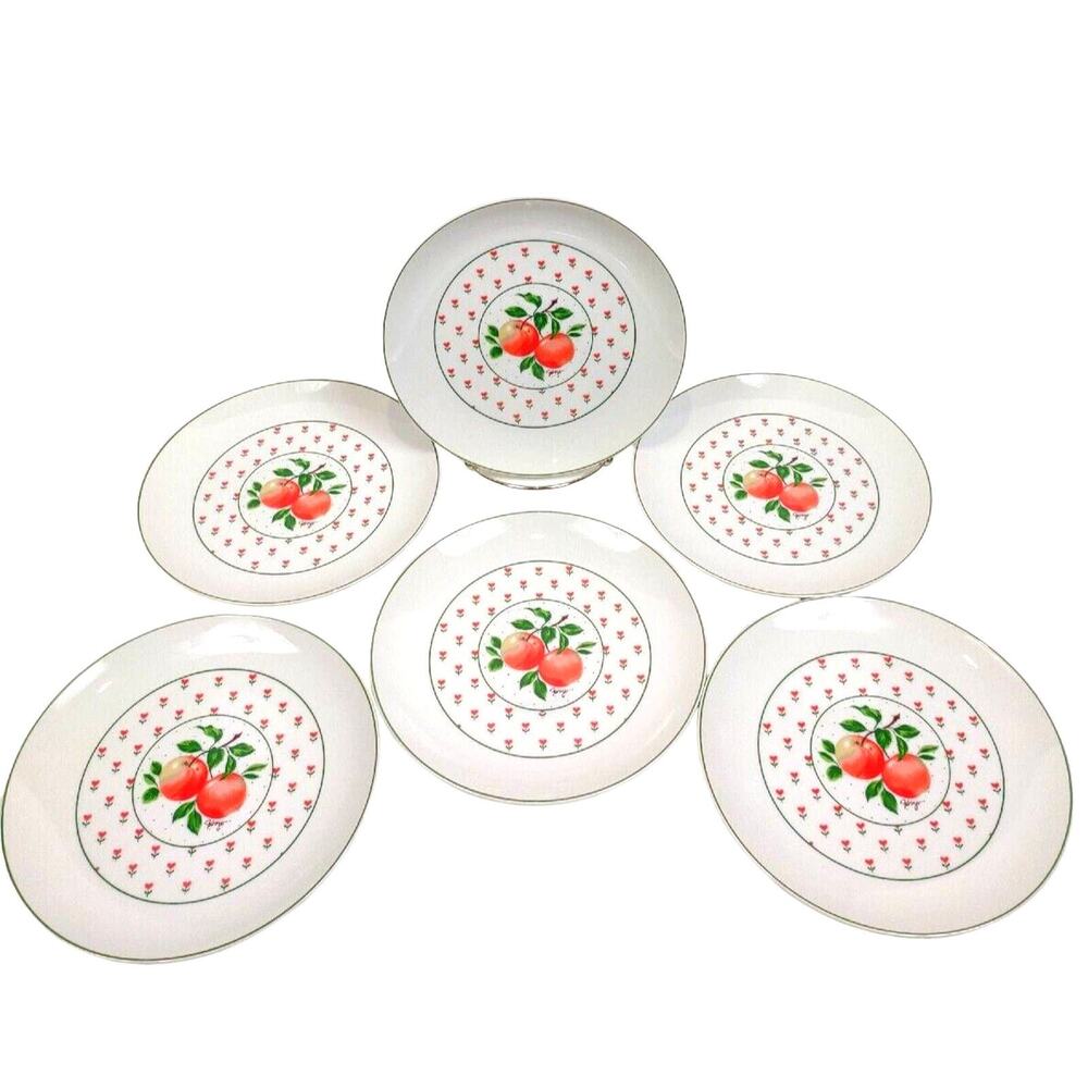 George Good Japan Vintage Porcelain Fabrizio Apple 7 5/8" Salad Plates Set of 6